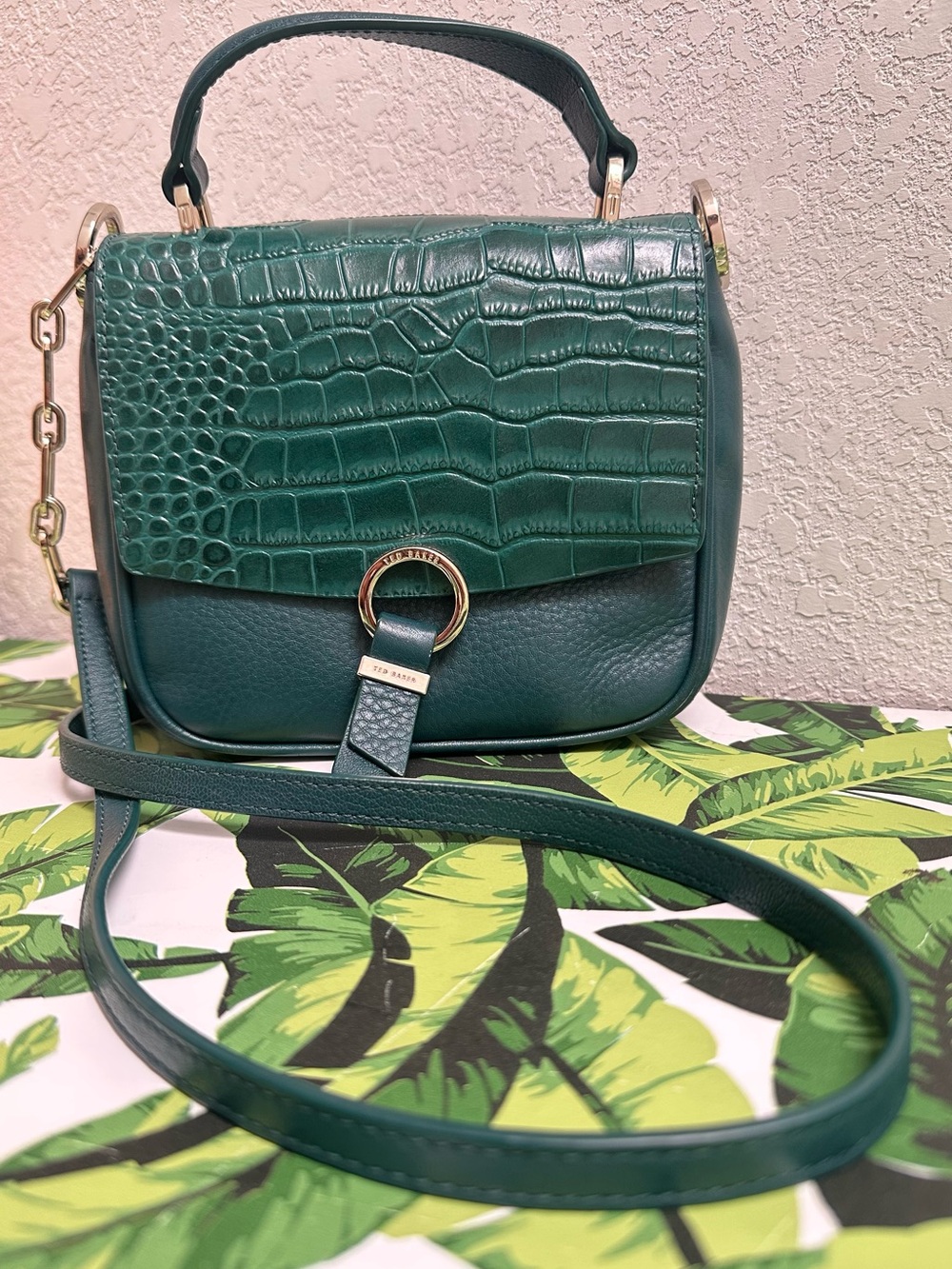 Ted Baker London Emerald Green Leather Crossbody